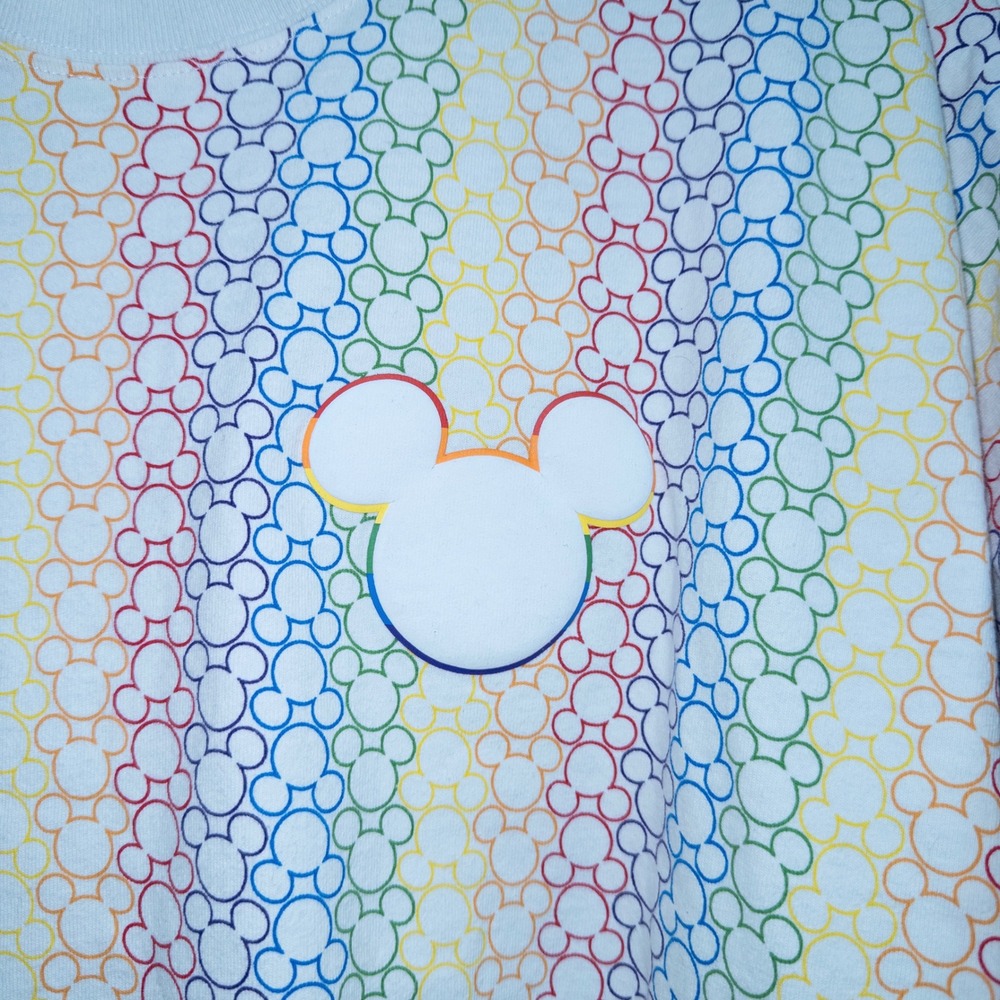 New Disney Parks White Mickey Mouse Rainbow Pride Unisex Spirit Jersey Size XXL - Picture 2 of 6